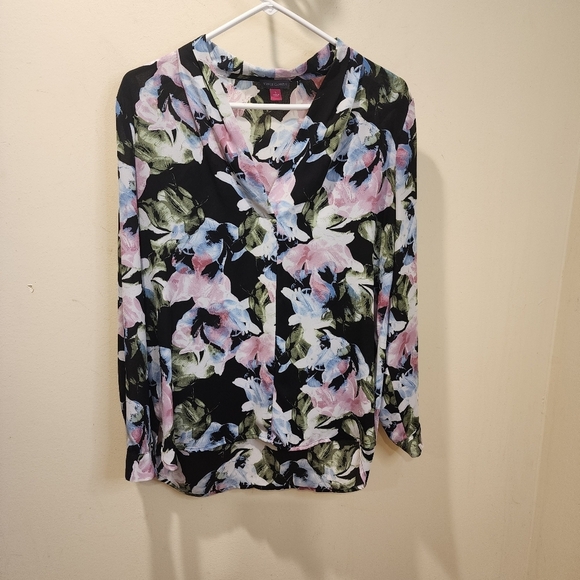 Vince Camuto Womens Floral Long Sleeves V Neck Blouse size S - Picture 3 of 10